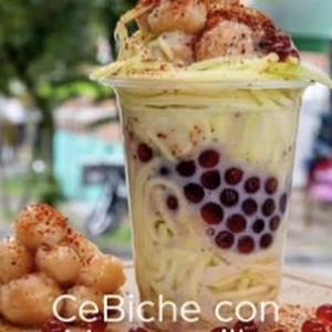 CeBiche de mamón con perlas explosivas